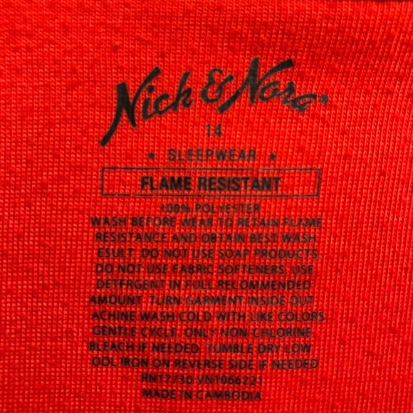 Vtg. Nick & Nora Festive Red Kids Pajamas Size 14 - Picture 3 of 10